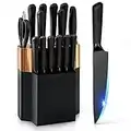 CFORM 15-Piece Professional Kitchen Knives Sets with Block,Sharpener German Stainless Steel Chef Steak Knife Set