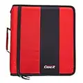 Case-It 3-Ring Zipper Binder 2-Inch, Tabbed dividers, 2-Pockets, Fire Engine Red D-251