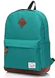 Vaschy School Backpack for Women with Padded 14 inch Laptop Compartment Lightweight Casual Travel Rucksack Green