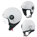 A-Pro Scooter Moto Casco Jet Demi Omologato ECE 22-06 Visiera Avio Bianco XS