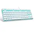 White Mechanical Gaming Keyboard, MageGee MK-Star LED Backlit Keyboard Compact 87 Keys TKL Wired Computer Keyboard with Blue Switches for Windows Laptop Gaming PC