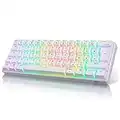 RK ROYAL KLUDGE RK61 Wireless Mechanical Keyboard, Hot Swappable Keyboard Triple Mode 2.4Ghz/BT5.0/USB-C, 61 Keys RGB Backlit Compact 60% Keyboard Programmable, for Win/Mac/Android（Red Switch, White）