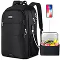 Lunch Backpack, 15.6inch Laptop Backpacks with Insulated Cooler Lunch Bag, AMBOR College School Laptop Bookbag with USB Charing Port, Travel Laptop Backpack for Men Women,Black