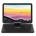 BOIFUN 16.9'' Portable DVD Player with 14.1'' Large HD Swivel Screen, 6 Hrs Battery Life, Support FM/USB/SD Card/Sync TV and Multiple Disc Formats, Region Free, High Volume, Classic Black