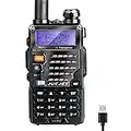 UV 5RE Walkie Talkie Dual Band VHF/UHF, mit LED-Anzeige 128 Speicherkanal, Tragbares 2-Wege-Funkgerät, professionell und einfach zu bedienen (Schwarz, 1 Stück)