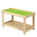 Maxmass Kids Activity Play Table, Wooden Building Block Table with Removable Tabletop & Storage Rack, Multifunctional Children Desk for Dining, Learning, Playing (Natural)