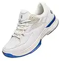 FitVille Mens Extra Wide Fit Tennis Badminton Squash Shoes Non Slip Sports Trainers for Volleyball Pickleball, White, 10 UK Wide