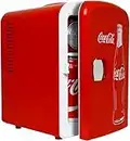 Coca Cola Mini Fridge 4 Liter/6 Can Portable Fridge/Mini Cooler Refrigerator for Food Beverages Drinks Cosmetics Skincare For Home Bedroom Office Dorm Car Boat, AC & DC Plugs Included, Red Coke Bottle