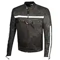 Men's Vintage Motorcycle Jacket Distress 100% Natural Cowhide Leather Premium CE Armor Removable Quilted Liner Street Cruiser Ventilated Biker All Weather Cafe Racer Jacket L