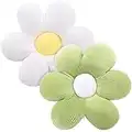 2 Pcs Flower Floor Pillow Seating Cushion,40cm Flower Shaped Cushion Floor Chair Seat Pad,Soft Petal Cushion,Cute Flower Plush Cushion Tatami Seating Pillow for Car Home Sofa Chair(Green+White)