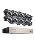 ZOSI 8CH 5MP Lite Home Security Camera System Outdoor Indoor,H.265+ 3K Lite 8 Channel CCTV DVR,8pcs 1080P 1920TVL Surveillance Bullet Cameras,Person Vehicle Detection,Night Vision(No HDD)