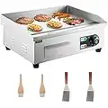 VEVOR Plancha Eléctrica 2500 W, de Asar de Acero Inoxidable 54 x 30 cm Parrilla Barbacoa Eléctrica 50-300 grados C para Panqueques, Tocino Crujiente, Queso Asado, Desayunos Ricos, Platos Fritos, Plata