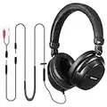 SIMOLIO SM-906 Casque Long Fil pour Téléviseur, Long Cordon spiralé de 15ft Plus Câble étendu de 6,6ft, prises Audio RCA et 3,5 mm, Casque Filaire pour TV & PC Avec Volume contrôle & Micro