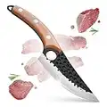 Boning Knife 110% Hand Forged Butcher Knife Camping Knife, Cleaver for Easy Cutting, Chopping, Deboning, fileting, BBQ – Outdoor and Kitchen Meat Cutting Chefs Knife (Natural Handle Without Holster)