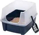 IRIS USA Cat Litter Box, Open Top Kitty Litter Box with Shield and Cat Litter Scoop