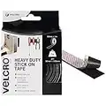 VELCRO Brand Heavy Duty Stick On Tape Cut-to-Length Industrial Extra Strong Double Sided Hook & Loop Self Adhesive Tape Perfect for Room Décor & Home, Office, Garage Use Black 50mm x 1m