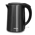 COSORI Electric Kettle Stainless Steel, Cordless,1500W Fast Boiling Water, Auto Shut-Off & Boil-Dry Protection, 1.5L Wide-Open Lid Electric Tea Kettle, Double Wall, Black