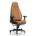 noblechairs Icon Silla de Gaming - Silla de Oficina - Silla de Escritorio - Reclinable a 135 ° - Cuero Auténtico - 150 kg - Diseño de Asiento de Carreras - Cognac/Negro