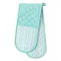 DII Double Strip Chef Kitchen Cooking & Baking Collection, Double Oven Mitt, 35x7.5, Aqua