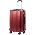 Coolife Luggage Suitcase PC+ABS with TSA Lock Spinner 20in24in28in (Wine red, S(20in)_Carry on)