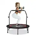 KENSONE 40" Foldable Mini Trampoline, Indoor Trampoline for Kids, Adults Indoor/Garden Workout, Fitness Rebounder with Adjustable Foam Handle, Max Load 330 lbs