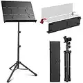CAHAYA Foldable Sheet Music Stand with Tri-fold Panel Portable Music Stand Matte Frosted Metal Material Sturdy Height Adjustable CY0317