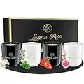 Luana Rose Duftkerzen Geschenkset - 4x 70g Natürliche Duftkerze aus Sojawachs mit ätherischen Ölen - Duftkerze Set - Perfekt als Geschenk für Frauen, Aromatherapie Kerze - Scented Candle Gift Set