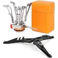 Odoland Camping Stove with Fuel Can Stabilizer, Portable Windproof Camping Gas Stove with Carry Case, Mini Foldable Gas Tank Tripod, Pocket Stove Perfect for Camping, Hiking and Trekking