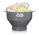 The Original Proper Popper Mikrowellen-Popcorn-Druckknopf, Silikon-Popcorn-Maschine, faltbare Schüssel, BPA-frei und spülmaschinenfest – (Grau)