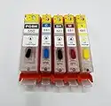 Refillable Katie's Edible Ink PGI-580BK / CLI-581 PGBK/BK/C/M/Y Ink Cartridges (580xl / 581xl) Compatible With Canon TS705 TS705a Printer Full Set With Needles Chipped Ready To Use