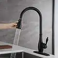 Black Kitchen Faucet,Kitchen Faucets with Pull Out Sprayer,SuS304 Stainless Steel Matte Black