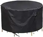 Chusstang Garden Furniture Covers Waterproof, Patio Furniture Table Covers Outdoor Round Table Cover Patio Furniture Cover 420D Heavy Duty Protection Windproof Anti-UV Circular Table Cover (Ø180x90cm)