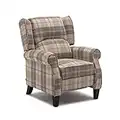 More4Homes EATON WING BACK FIRESIDE CHECK FABRIC RECLINER ARMCHAIR SOFA CHAIR RECLINING CINEMA (Beige)