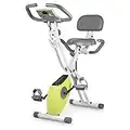 leikefitness LEIKE X Bike Ultra-Quiet Folding Exercise Bike, Magnetic Upright Bicycle with Heart Rate,LCD Monitor and easy to assemble 2200 (YELLOW)