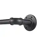 Industrial Curtain Rod, Curtain Rods for Windows 48 to 84 Inch, Rustic Wrap Around Curtain Rod, Fits Blackout Curtain, Indoor and Outdoor, Size: 48-86 Inch, Matte Black