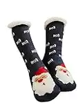 ZIOOER Mujeres Zapatillas Calcetines Señoras Acogedor Deslizador Calcetines Navidad Copo de Nieve Alces Calcetines Hombre Papá Noel 2