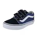 Vans Kids Old Skool V Skate Shoe (Navy/True White, 1)