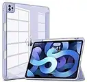 DTTOCASE for iPad Air Case 5th / 4th Generation 10.9 Inch (2022/2020),iPad Pro 11 Inch Case with Transparent Shockproof Back Cover[Built-in Pencil Holder,Auto Sleep/Wake,Camera Protection]-Blue Purple