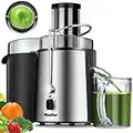 Mueller Juicer Ultra Power, Easy Clean Extractor Press Centrifugal Juicing Machine, Wide 3" Feed Chute for Whole Fruit Vegetable, Anti-drip, Large, Silver