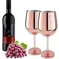 D L D 2 bicchieri da vino in acciaio inox rosa, in vetro infrangibile, senza BPA, per cocktail, accessori per feste