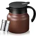 Small Thermal Coffee Carafe 27 OZ, Ceramic Insulated Coffee Server for Keeping Hot, Tea Pot with Removable Tea Infuser, Double Wall Vacuum Insulated