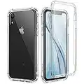 SURITCH Clear Case for iPhone XR 【Built in Screen Protector】 360 Full Hybrid Protection Shockproof PC Hard Shell+Soft TPU Rubber Bumper Rugged Case Cover for iPhone XR 6.1 Inch(Transparent)