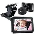 Itomoro Back Seat Baby Car Camera with HD Night Vision Function Car Mirror Display, Reusable Sucker Bracket, Wide View, 12V Cigarette Lighter, Easily Observe the Baby’s Move
