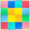 ProSource Puzzle Solid Foam Play Mat for Kids - 16 tiles with edges, Assorted