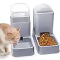 Automatischer Katzen-Futterspender Automatischer Hunde-Futterspender mit Hunde-Wassernapf-Spender, 2 Stück, Katzen-Futterspender und Katzen-Wasserspender im Set(Rosa) (deep Gray)