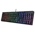 T-DAGGER Mechanical Gaming Keyboard – Rainbow Backlit USB Wired Keyboard with Blue Switches, 104Keys Full Size PC Keyboard for Windows Desktop Gamer
