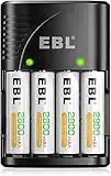 EBL Chargeur Universel de Piles, Chargeur Universel avec 4PCS AA Piles Rechargeables NIMH, Chargeur Universel pour AA/AAA/9V Piles NiMH