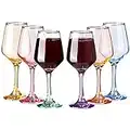 SUNNOW 12 Ounce Multicolor Crystal Wine Glass,for Home Dinning, Bar and Party,Set of 6