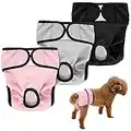 Welpenspielzeug Pannolini Cane Femmina Lavabili Mutandine Igieniche Animali Gatto, 3 Pezzi Pannolini per Cani in calore e incontinenti, Altamente Assorbenti e Impermeabile (Nero Grigio Rosa, XS)