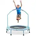 Ø96cm Trampolín para niños Mini Cubierta Plegable para trampolín de Fitness con pasamanos Ajustable y Seguridad Acolchada para Uso en Interiores/Exteriores